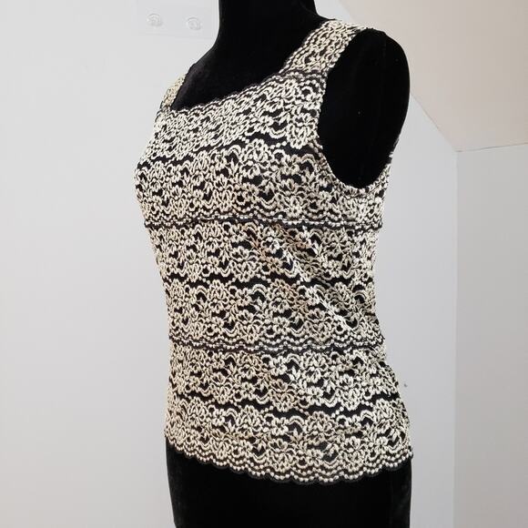 Lea & Nicole Sleeveless Tank Top Lined Career Crochet Mesh Blouse Medium - Picture 3 of 11